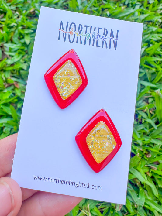 3D Diamond Studs - Christmas Red