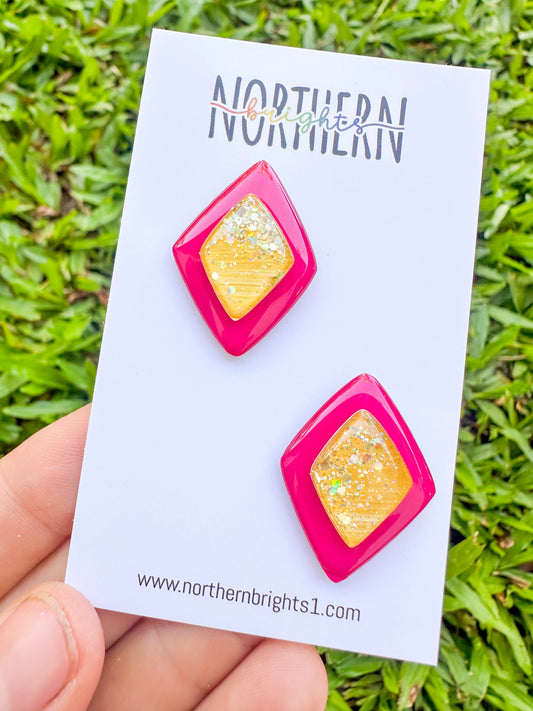 3D Diamond Studs - Christmas Pink
