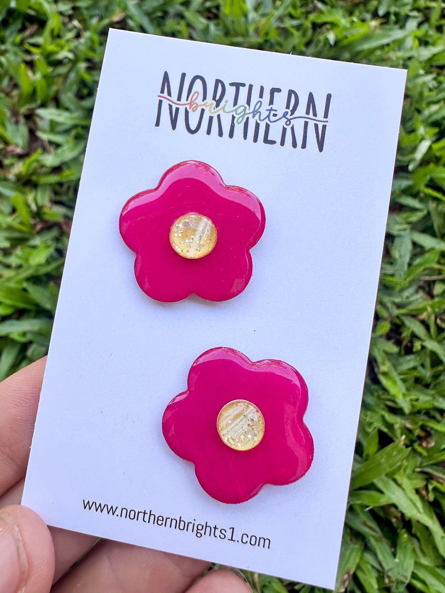 Flower Studs - Christmas Pink